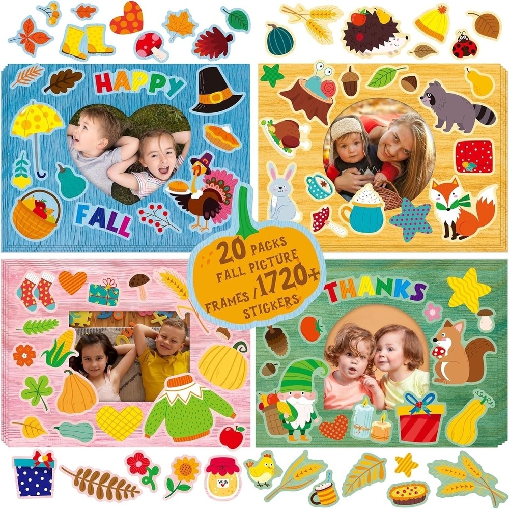 Hebayy Picture Frame Happy Fall Autumn Stickers DIY Art Craft Kits For‎ Kids